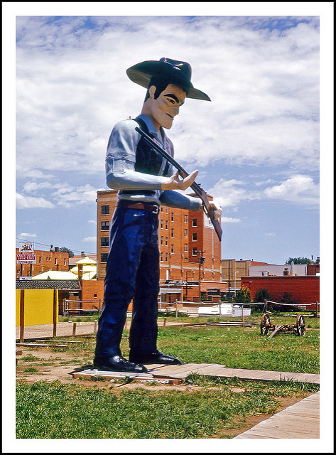 1972 photo of statue in front of boothill